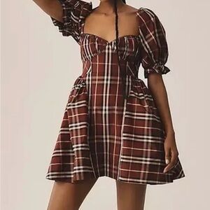 Maeve Burgundy Plaid Mini Dress XS-S